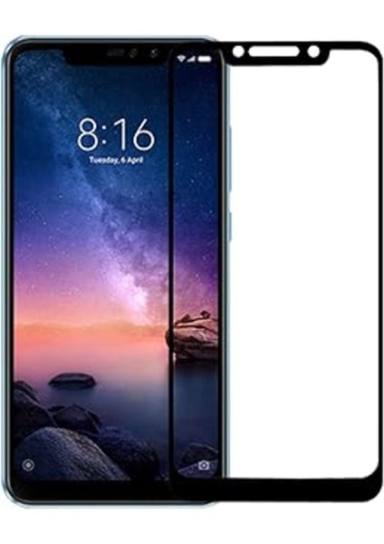 Xiaomi Redmi Note 6 Pro Tam Kaplayan Temperli Cam Ekran Koruyucu Siyah