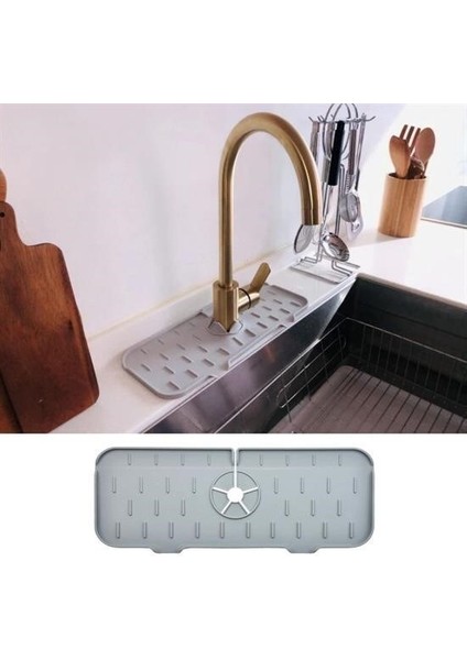 Buffer® Lavabo Için Silikon Esnek Mat Musluk Sapı Damlama Tutucu Raf Mutfak Tezgahı Sıçrama Koruma