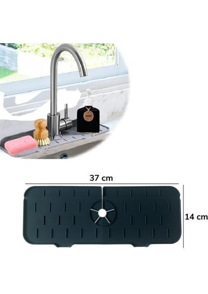 Buffer® Lavabo Için Silikon Esnek Mat Musluk Sapı Damlama Tutucu Raf Mutfak Tezgahı Sıçrama Koruma