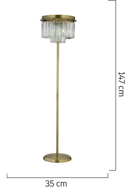 Nilüfer Yuvarlak Eskitme Kristal Taşlı Modern Lüks Tasarım Metal Lambader