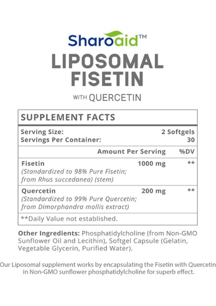 Liposomal Fisetin With Quercetin Supplements 1200 mg 60 Softgels.abd Menşei