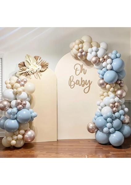 65 Adet Açık Mavi ve Gold Balon Doğum Günü ve Party Seti