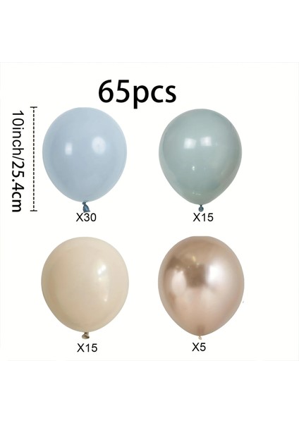 65 Adet Açık Mavi ve Gold Balon Doğum Günü ve Party Seti