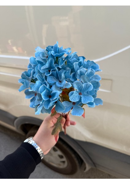 7 Dallı Pastel Ortanca 32 cm (Mavi)