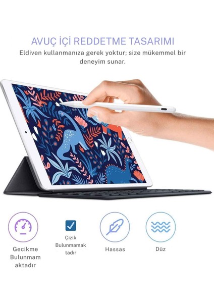 Apple iPad 11 Nesil Uyumlu Avuç Içi Reddetmeli Bluetoothlu Dokunmatik Özel Çizim ve Yazı Kalemi modelleri