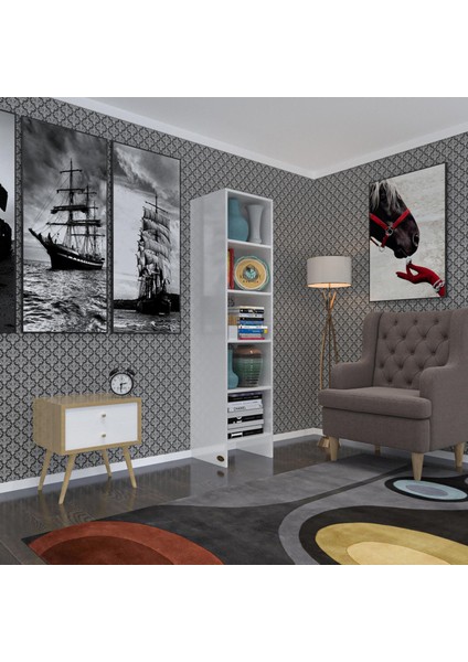Kenzlife Kitaplık Belverede Byz 180*39*39 Raflı Arkalıksız Klasörlük Mutfak Dolabı
