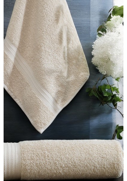 2li Banyo Havlu Seti 90 x 160 cm +50 x 90 cm Dualstyle Bej