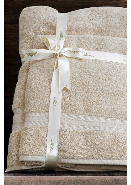 2li Banyo Havlu Seti 90 x 160 cm +50 x 90 cm Dualstyle Bej modelleri