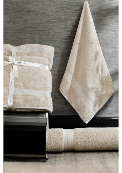 2li Banyo Havlu Seti 90 x 160 cm +50 x 90 cm Dualstyle Bej fırsatları