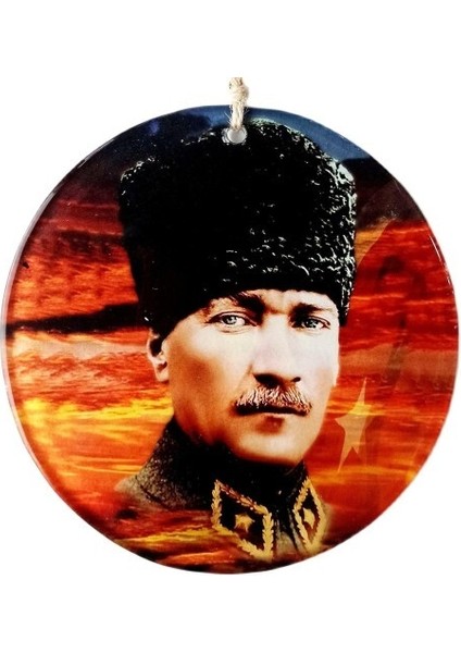 Kalpaklı Atatürk 15 Santimetre Füzyon Cam Duvar Süsü