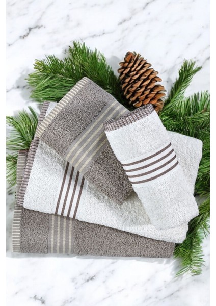 Banyo Havlu Takımı Aurelio Taş -Krem 50 x 85 cm (2AD.) + 70 x 140(2AD.) fiyatları
