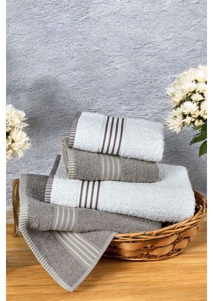Banyo Havlu Takımı Aurelio Taş -Krem 50 x 85 cm (2AD.) + 70 x 140(2AD.) modelleri