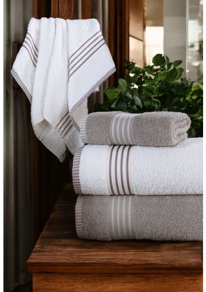 Banyo Havlu Takımı Aurelio Taş -Krem 50 x 85 cm (2AD.) + 70 x 140(2AD.)