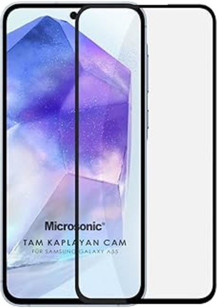 Samsung Galaxy A55 Tam Kaplayan Temperli Cam Ekran Koruyucu Siyah