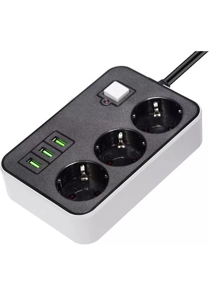3 Usb’li 3’lü 1.8 M Akım Korumalı Priz (5064)