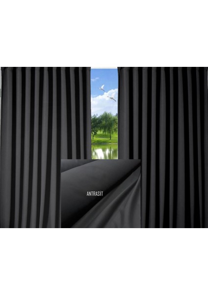 Blackout Karartma Fon Perde.antrasit Renk.4 Farklı Ölçü.pilesisiz Düz Dikim