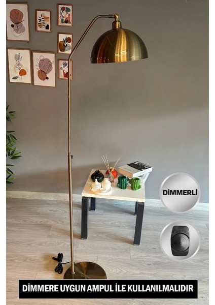 Dimmerli Metal Lambader, Ayarlanabilir Yükseklik, Eskitme Desen, Modern Tasarım