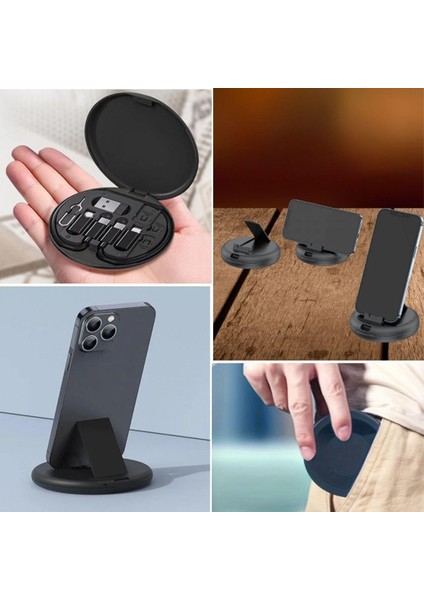 60W Destekli Kablo Kutusu Seyahat Kablo Seti 5&amp;#39;i 1 Arada USB Type-C Şarj Kablosu Seti (5064)