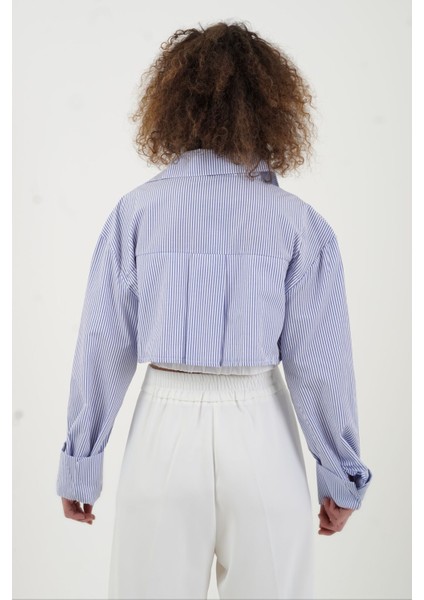 Mavi Çizgili Boxer Detaylı Poplin Gömlek fırsatları