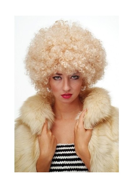 Altın Renk Kıvırcık Afro Parti Peruğu modelleri