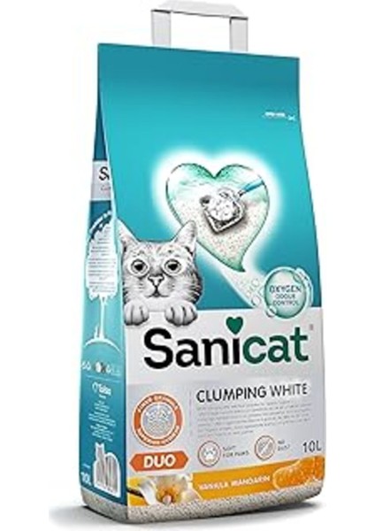 Sanicat Duo Topaklanan Kedi Kumu Vanilya ve Mandalina 10L