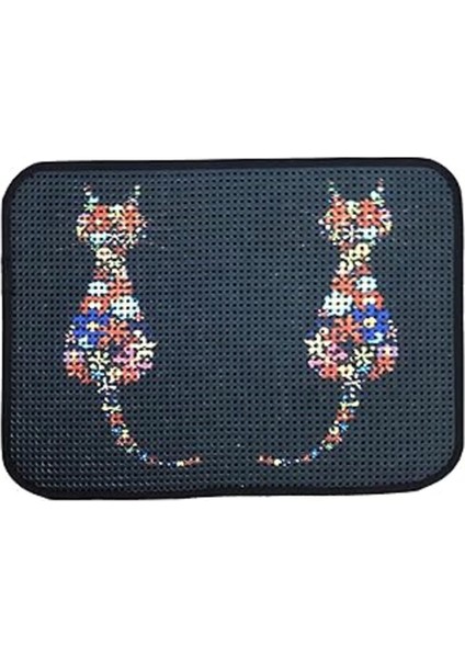 Miapet Elekli Desenli Kedi Tuvalet Önü Paspası 60 x 45 cm Ters Kediler