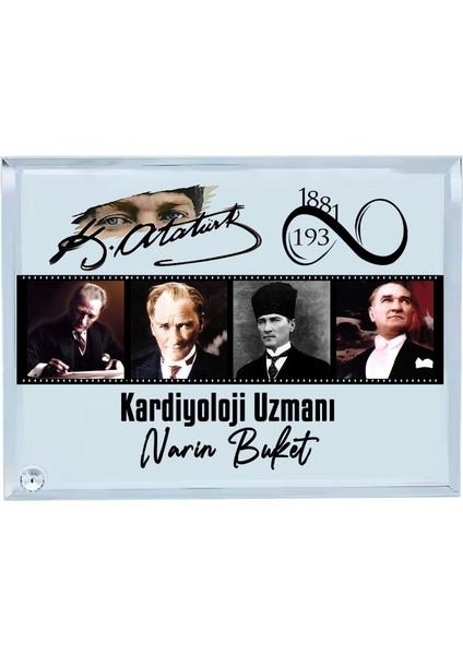 Atatürk Hediyesi Unvan ve Isimli Kişiye Özel Baskılı Cam Çerçeve modelleri