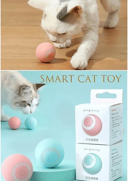 Şarjlı Otomatik Hareketlenen Kedi Oyun Topu Interaktif 360 Derece Dönen Kedi Oyuncağı Eğitim Topu