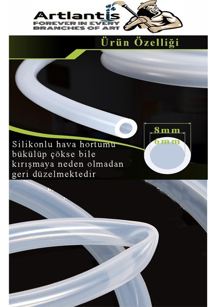 Silikonlu Şeffaf Akvaryum Hava Hortumu 10 Metre Iç Çap 6mm Dış Çap 8mm Deney Fıskiye Kauçuk Hortum Yağ Hava Pompa Borusu modelleri