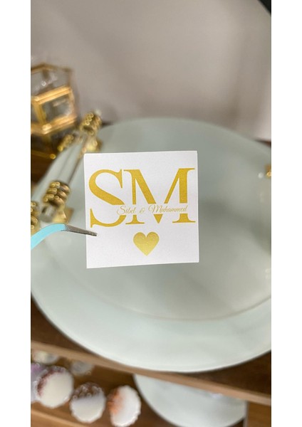 Söz, Kına, Nişan Gold Renk Kalpli Çikolata Etiketi 3,5x3,5 cm 70 Adet - Arletikettasarım