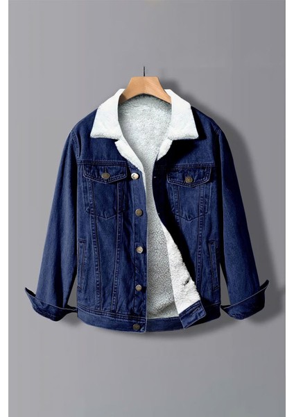 Erkek Içi Kürklü Kot Ceket Slim Fit