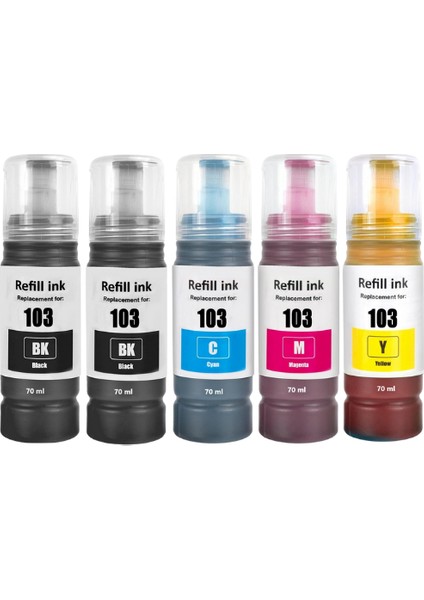 103 Muadil Uyumlu 4 Renk Mürekkep Takımı, L3110/L3111/L3150/L3151/L4150/L6190/L6160 Uyumlu +1 Siyah