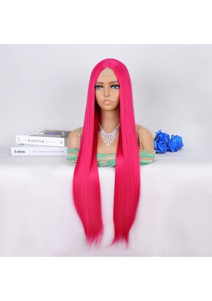 Koyu Pembe Ekstra Uzun Tül Peruk