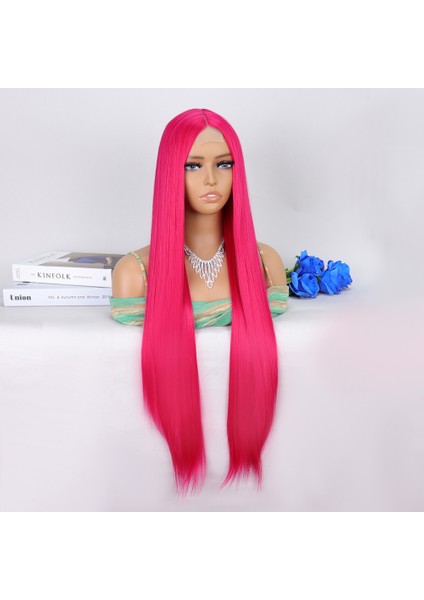 Koyu Pembe Ekstra Uzun Tül Peruk