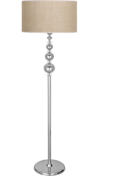 Şık Kristal Taşlı Üçlü Küre Krom Kaplama Metal Lambader, Yükseklik 151-200 cm