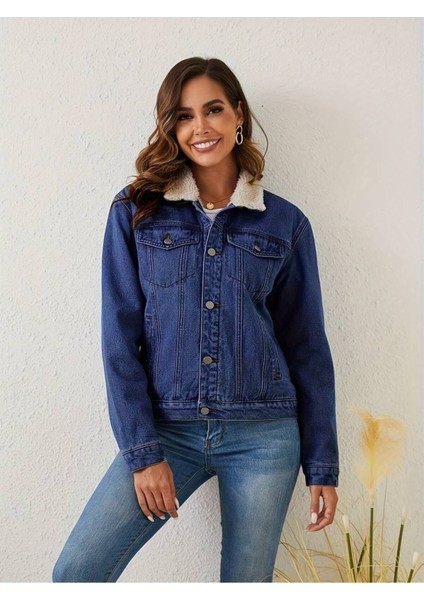 Kadın Içi Kürklü Slim Fit Kot Ceket modelleri