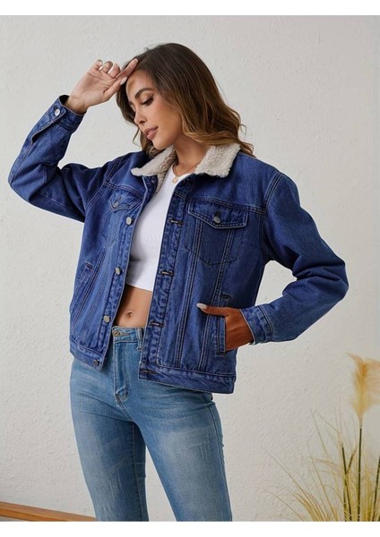 Kadın Içi Kürklü Slim Fit Kot Ceket indirimleri