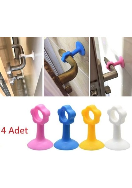 Li vantuzlu geçmeli kapı kolu stoper 4lü set