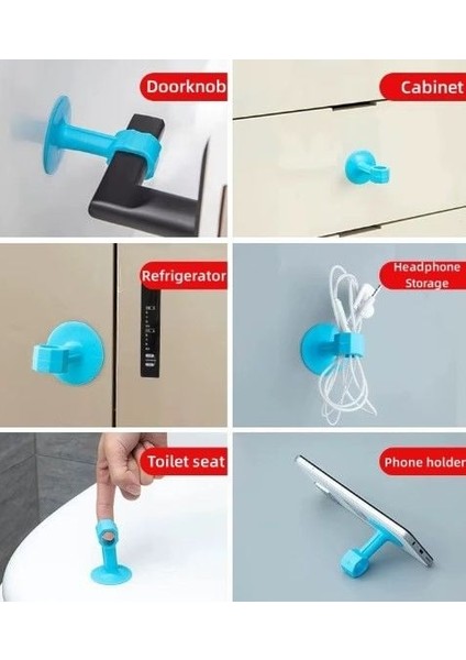 Li vantuzlu geçmeli kapı kolu stoper 4lü set