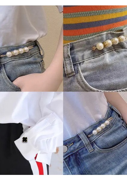 4'lü Set Pantolon Beli Daraltma Aparatı, Gold Renk,, Bel Daraltma Iğnesi, Iğne, Kemer