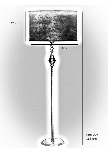 Krom Kaplama Solid Düz Tek Ayak Metal Lambader Silindir Gül Desenli Başlık