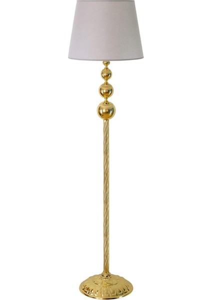 Gold Kaplama Üçlü Küre Modern Metal Lambader - Başlık Rengi Gri’dir.