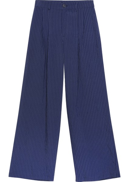 Ince Çizgi Detaylı Yüksek Bel Pantolon Lacivert fiyatları