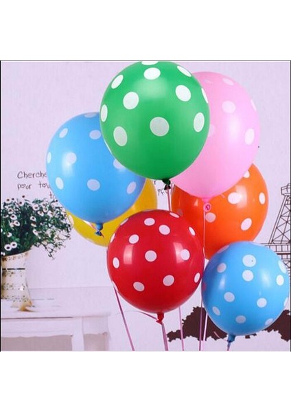 100 Adet Renkli Puantiyeli Balon Helyum Gazı Uyumlu Renkli Doğum Günü Balonu Puantiyeli Dekor Balon modelleri