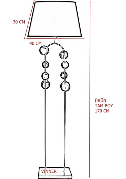 Cabil Gold Kaplama Metal Lambader - Tarçın Organze