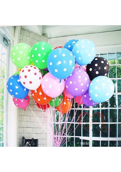 25 Adet Renkli Puantiyeli Balon Helyum Gazı Uyumlu Puantiyeli Dekor Balon Renkli Doğum Günü Balonu fiyatları