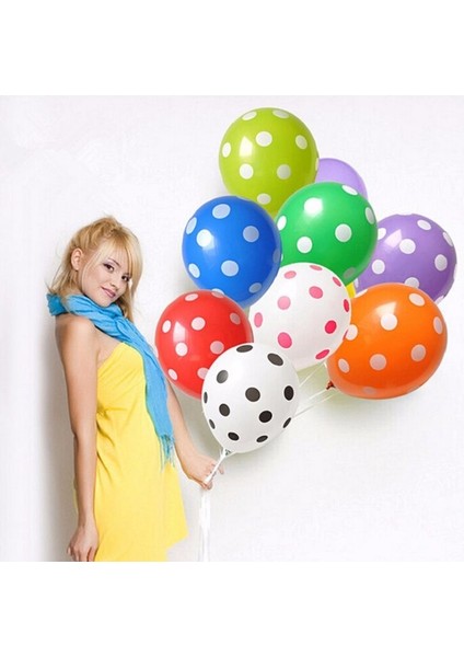 25 Adet Renkli Puantiyeli Balon Helyum Gazı Uyumlu Puantiyeli Dekor Balon Renkli Doğum Günü Balonu modelleri