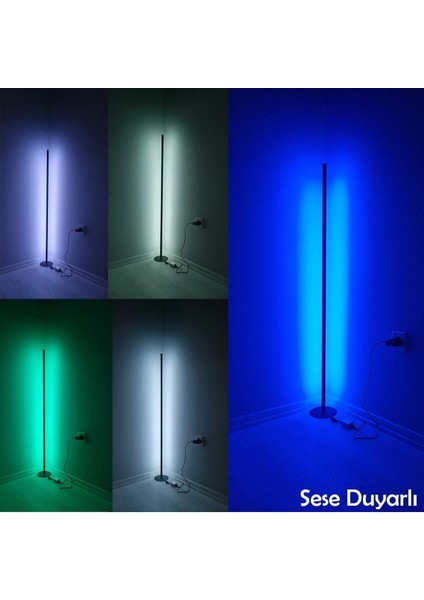 Sese Duyarlı Lambader Rgb Kumandalı Dekoratif Köşe LED Lambader Aydınlatması