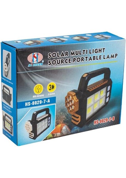 Hsyn hs-8029-7-b 3 modlu 6 ledli taşınabilir solar lamba akdenizpos yeni