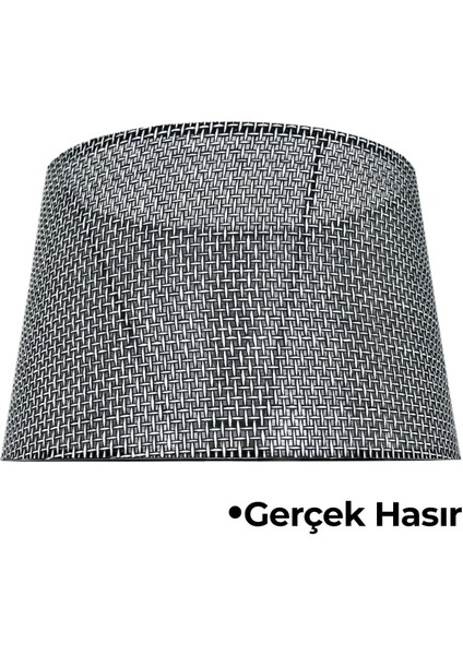 Şık Siyah Doğal Hasır Tripod Lambader Şapkası, Yükseklik 0-100 cm